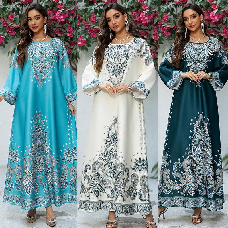 Muslim Robe Printed Dubai Women's Clothing Dress - EX-STOCK Canada