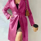Fashionable Longline leather overcoat Jacket for women - EX-STOCK CANADA