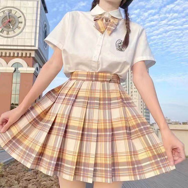 Student Jk Plaid Skirt Preppy Style Mini Pleated Kilt Skirt - EX-STOCK Canada