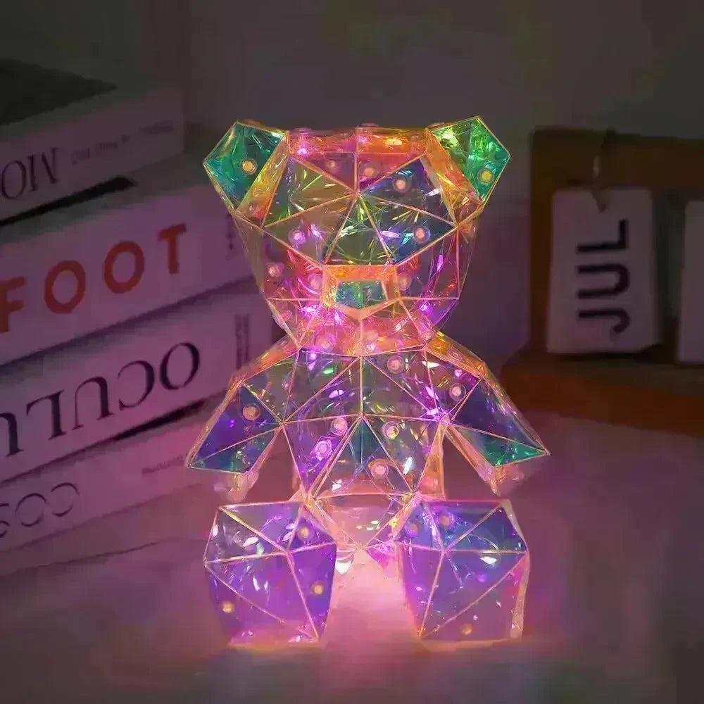 Laser Cross-border Colorful Bear Birthday Christmas Gift Diy Decoration Valentine's Day Gift Bear Night Light - EX-STOCK CANADA