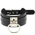 Gothic Punk Wide PU Leather O Ring BDSM Collar Choker Necklace Women Bondage Collar - EX-STOCK Canada