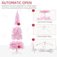 6 Foot Prelit Snow Flocked Artificial Christmas Tree With Pencil Shape, 500 Pine Realistic Branches, Warm White LED Lights, Auto Open, Pink And White EX-STOCK Canada 