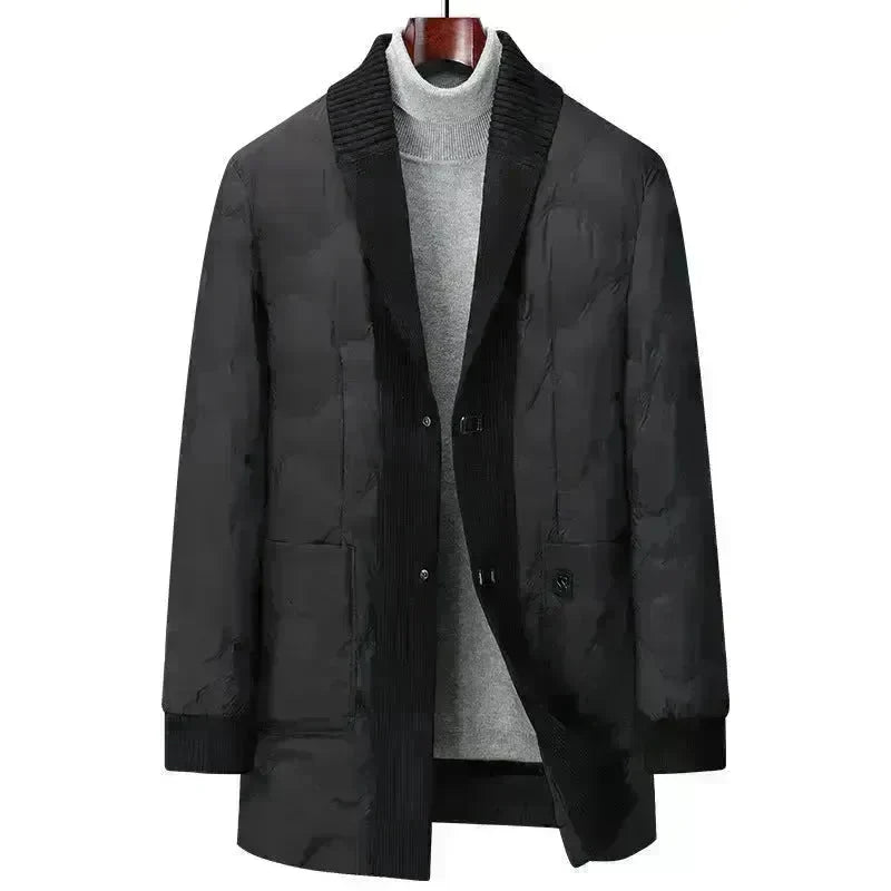 Light Luxury Men's Mid-length Down Jacket Dad Wear Winter jacket - EX-STOCK CANADA