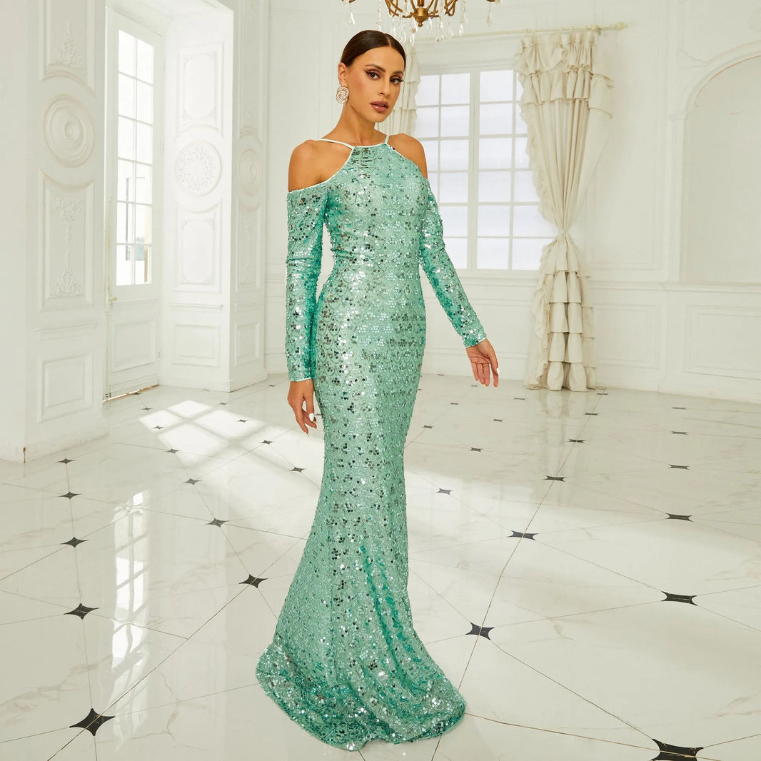 Abito formale con guaina con paillettes del banchetto