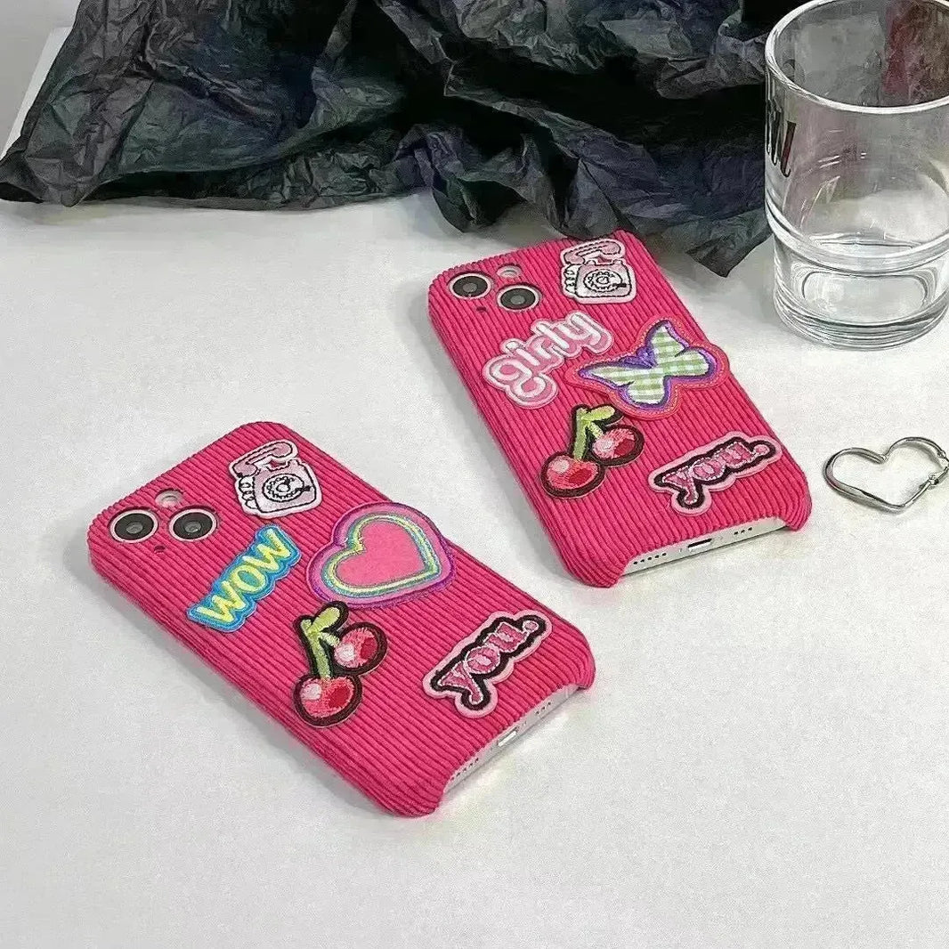 Embroidered Love Cherry Patch iphone Case women - EX-STOCK CANADA