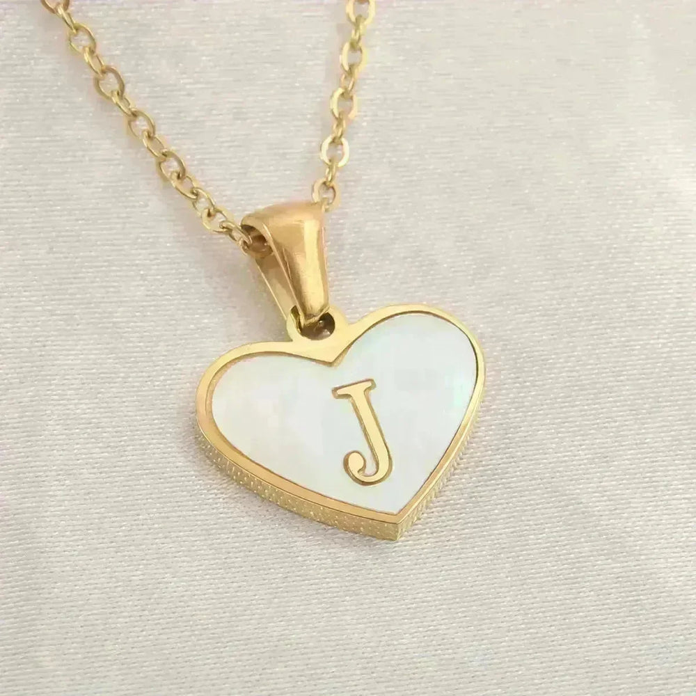 26 Letter Heart-shaped Necklace White Shell Love Clavicle Chain Fashion Personalized Necklace For Women Jewelry Valentine's Day - EX-STOCK CANADA