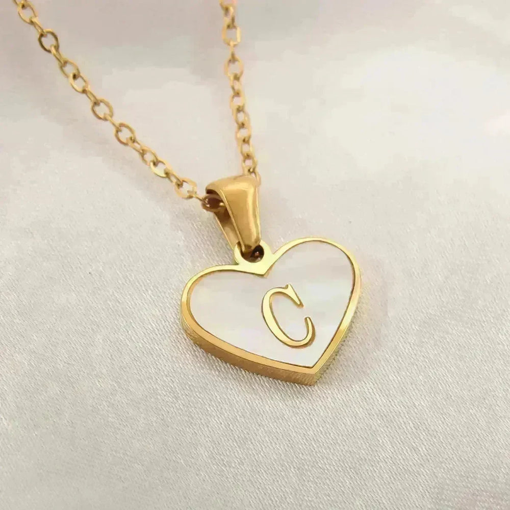 26 Letter Heart-shaped Necklace White Shell Love Clavicle Chain Fashion Personalized Necklace For Women Jewelry Valentine's Day - EX-STOCK CANADA