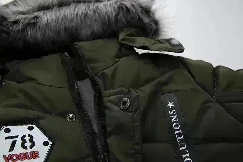 Fashion Boys Thicken Letter Print Hooded Cotton Jacket - EX-STOCK CANADA