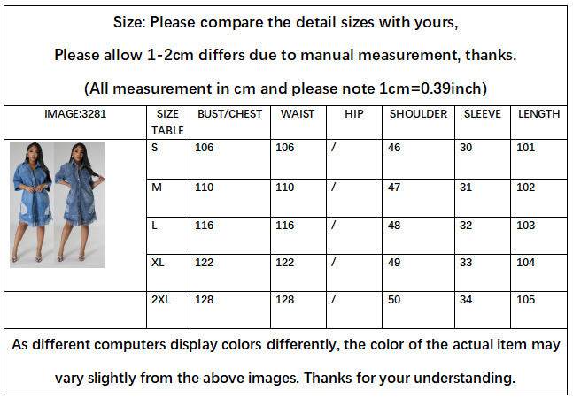 Women's Fashion 3/4 sleeve Mid Length loose Denim Jeans Dress - EX-STOCK Canada