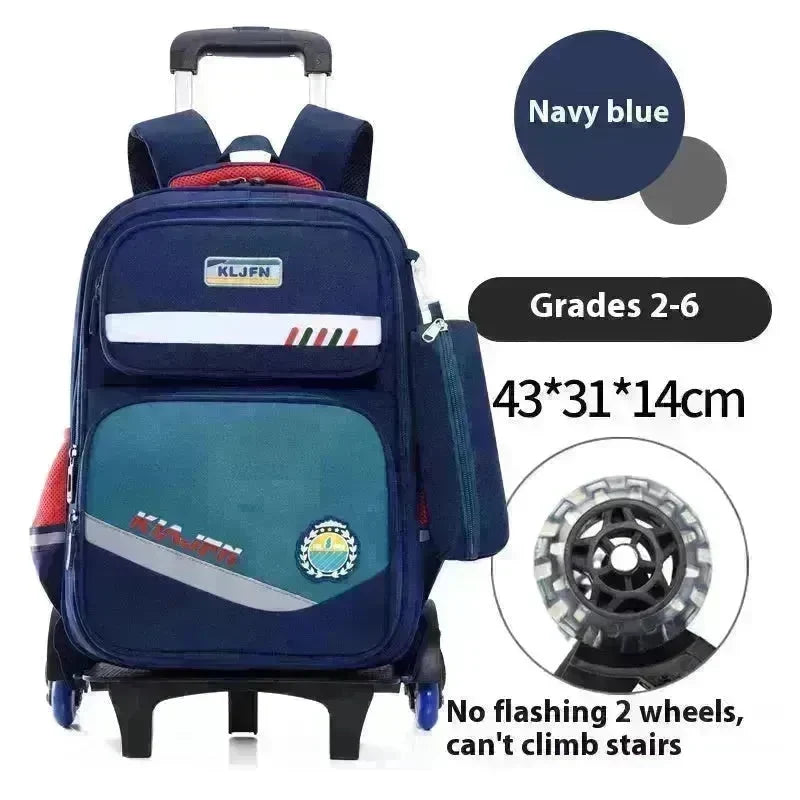 Portable Burden Alleviation Bull Wheel Trolley Schoolbag Bookbag for Boy and Girl - EX-STOCK CANADA