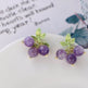 Female Purple Blueberry Fruit Beaded Earrings - EX-STOCK Canada