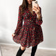 Spring Summer V-neck Long sleeve Floral Mini dress - EX-STOCK Canada