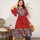 Modest Plus Size Summer dress V Neck Midi Beach boho Dress - EX-STOCK CANADA