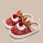 Cute Christmas Elk Plush Slippers Winter Ins Fashion Non-slip Floor Bedroom Home Slippers For Women Fuzzy House Shoes - EX-STOCK CANADA