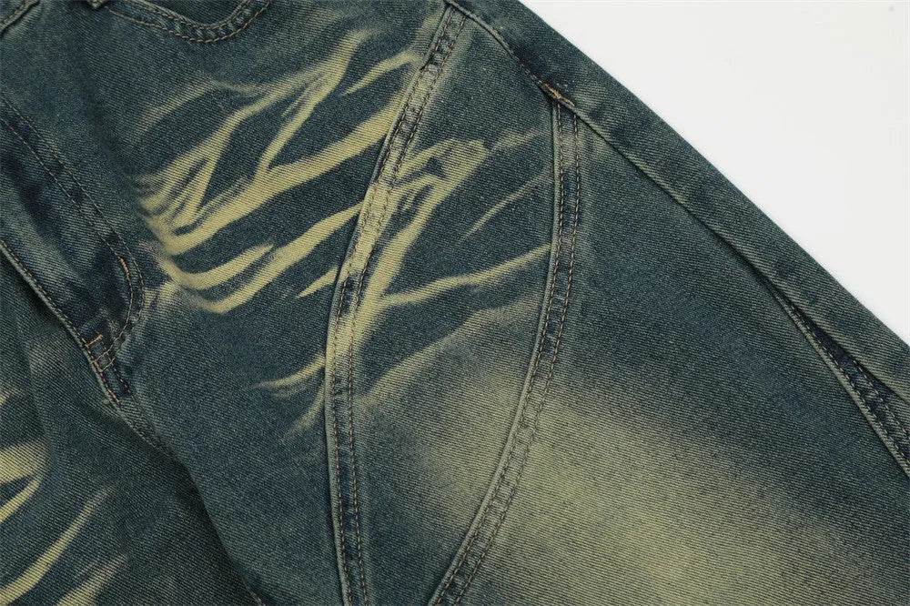 Washing Indentation Denim Bootcut Jeans Pants Men - EX-STOCK Canada