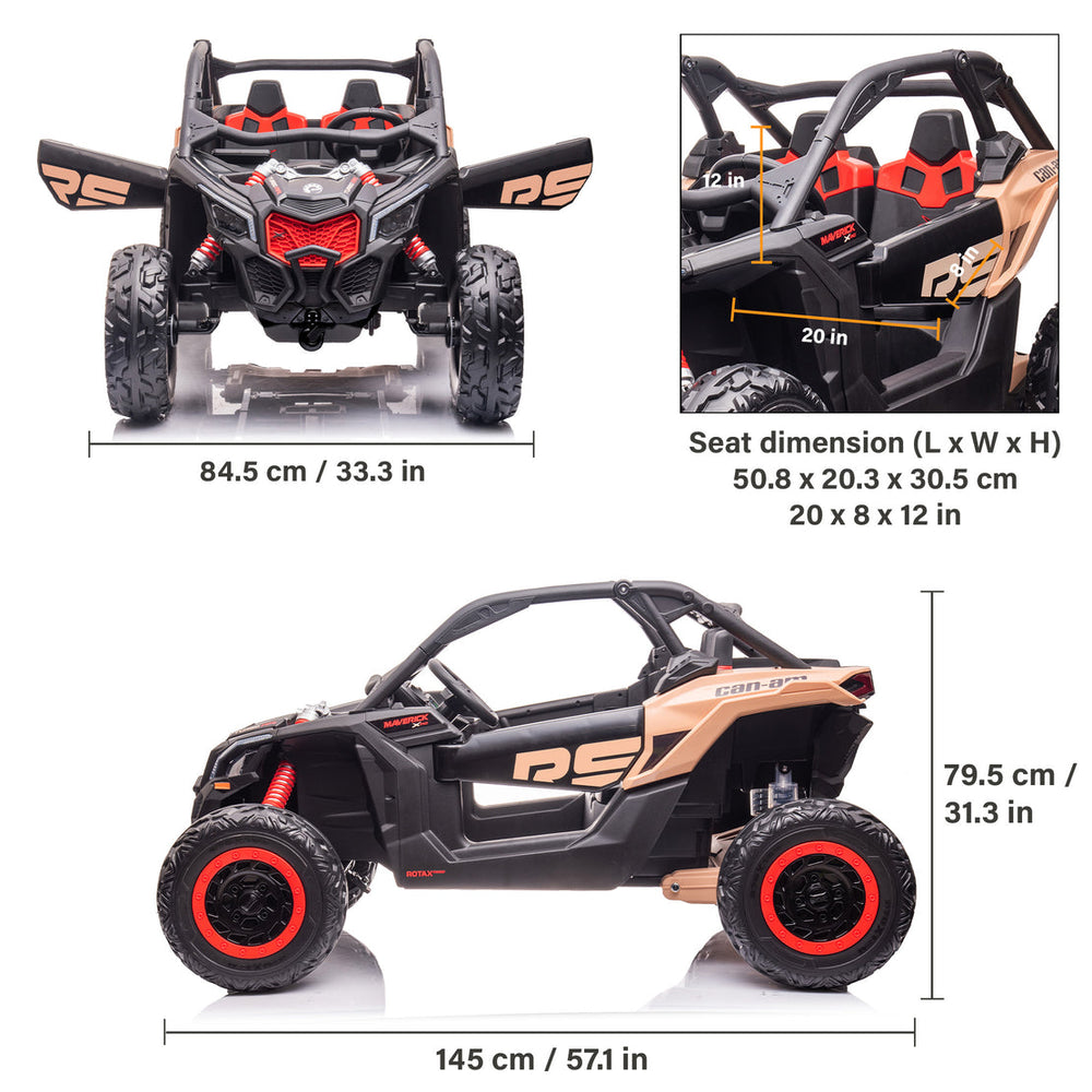 2026 2X24V CAN AM MAVERICK 4X4 2 Seater DELUXE Kids Ride On Car with Remote Control 