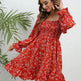 Casual Spring And Summer lantern Sleeve floral Mini Dress - EX-STOCK Canada
