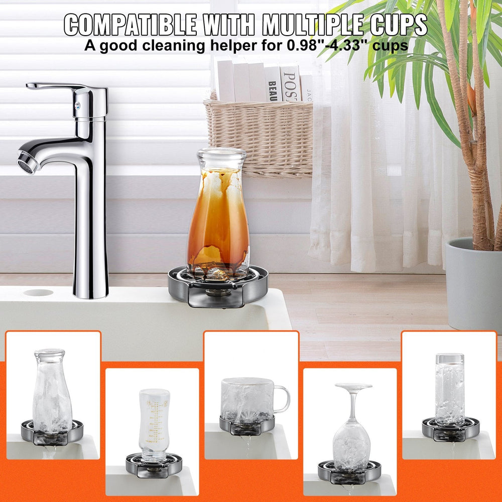 Glass Rinser, 10 Powerful Spraying Jets 360  Rotating Cup Rinser For Sink, 304 Stainless Steel Faucet Cup Washer With ABS Cup Holder For Baby Bottle, Glass Cup, Wine Glass EX-STOCK