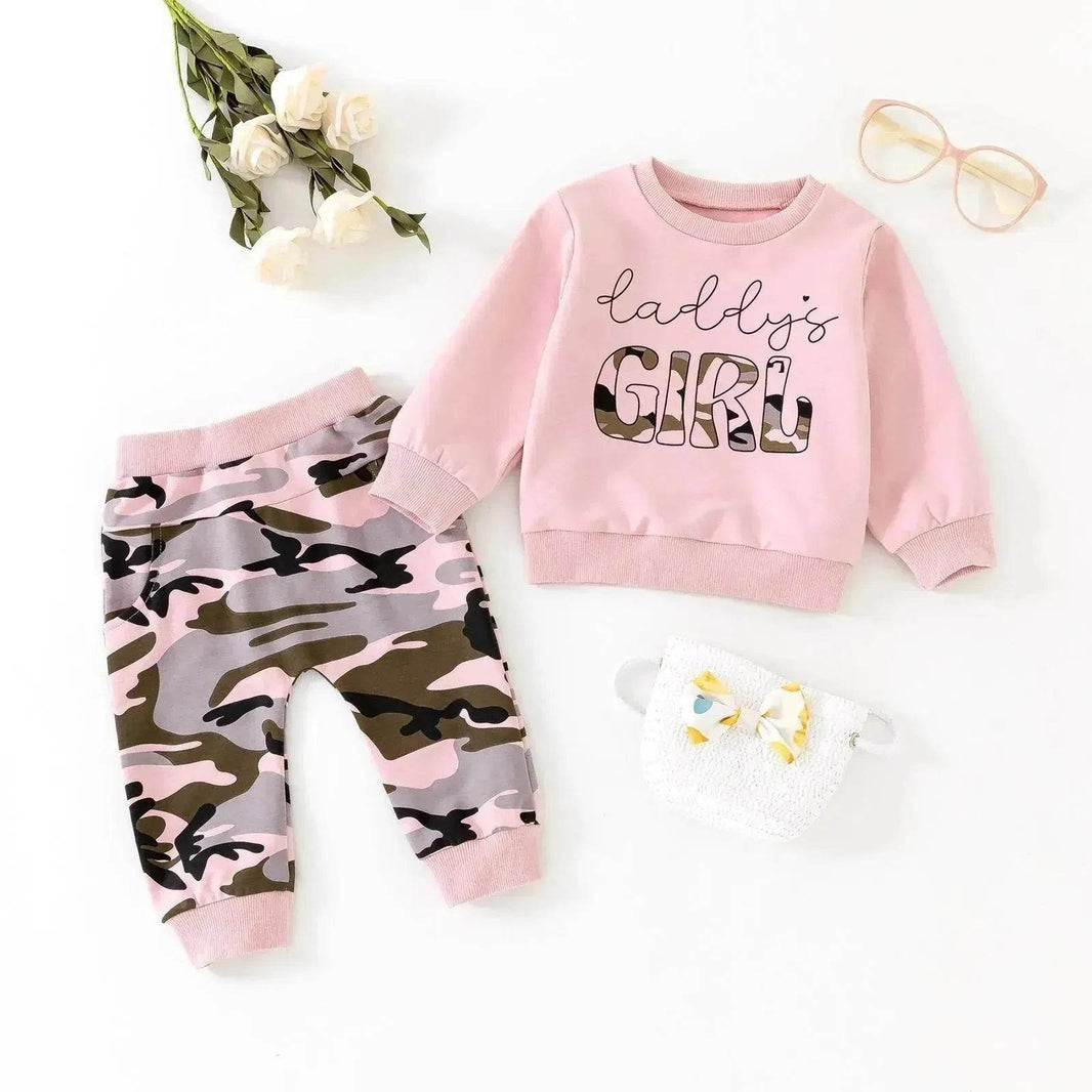 Two piece for girls Long Sleeve Sweater Camouflage Trousers Suit for girls - EX-STOCK Canada