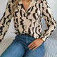 Commuting Elegant Contrast Color Striped Suit Collar Long Sleeve Shirt Formal Top for Women Office Wear Top - EX-STOCK CANADA