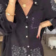 Letter Print Long Sleeve Shirt Fashion Commuter Style Lapel Shirt Women's Clothing - EX-STOCK CANADA