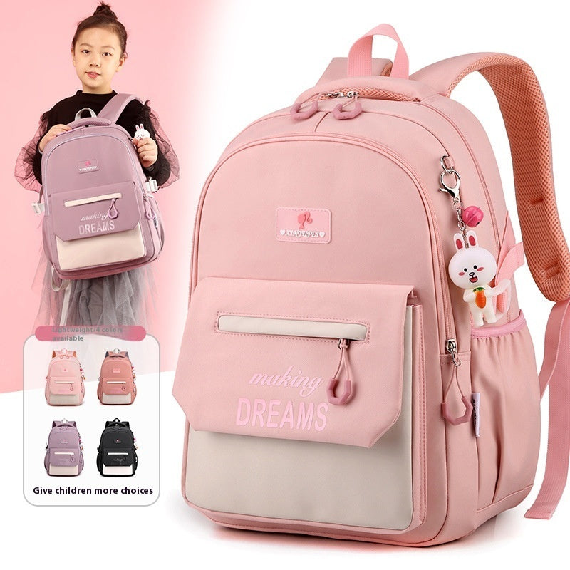 Primary School Student Schoolbag Lightweight And Large Capacity Contrast Color EX-STOCK
