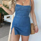 Fashion Slim Fit Slit Sling Denim Mini sleeveless Dress Women - EX-STOCK Canada
