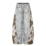Women's Leopard-Print Patchwork Wide-Leg Sweatpants – Rhinestone Streetwear Joggers | S–XL 2