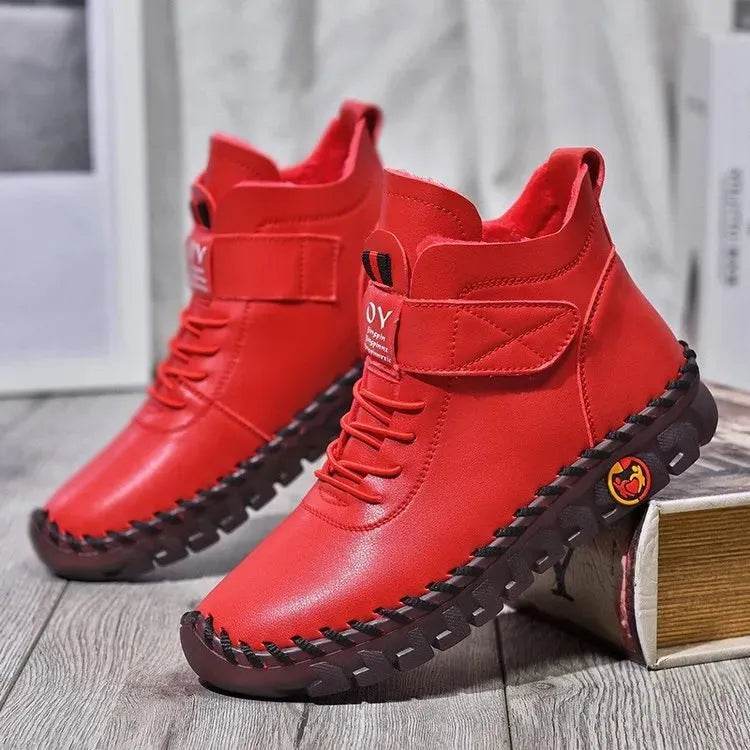 Women Snow Boots Winter Warm Lace Up Plush Ankle Boots With Sewing Thread Design New Waterproof Non-slip Platform Cozy Shoes - EX-STOCK Canada