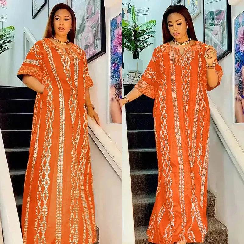 Middle East Striped Loose Robe African Dubai Arabic Satin Hot Drilling Stitching Abaya Buba Dress - EX-STOCK Canada