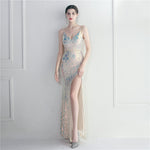 Colorful Sequin Sling Split Sheath Long Dinner Party Dress EX-STOCK Canada 