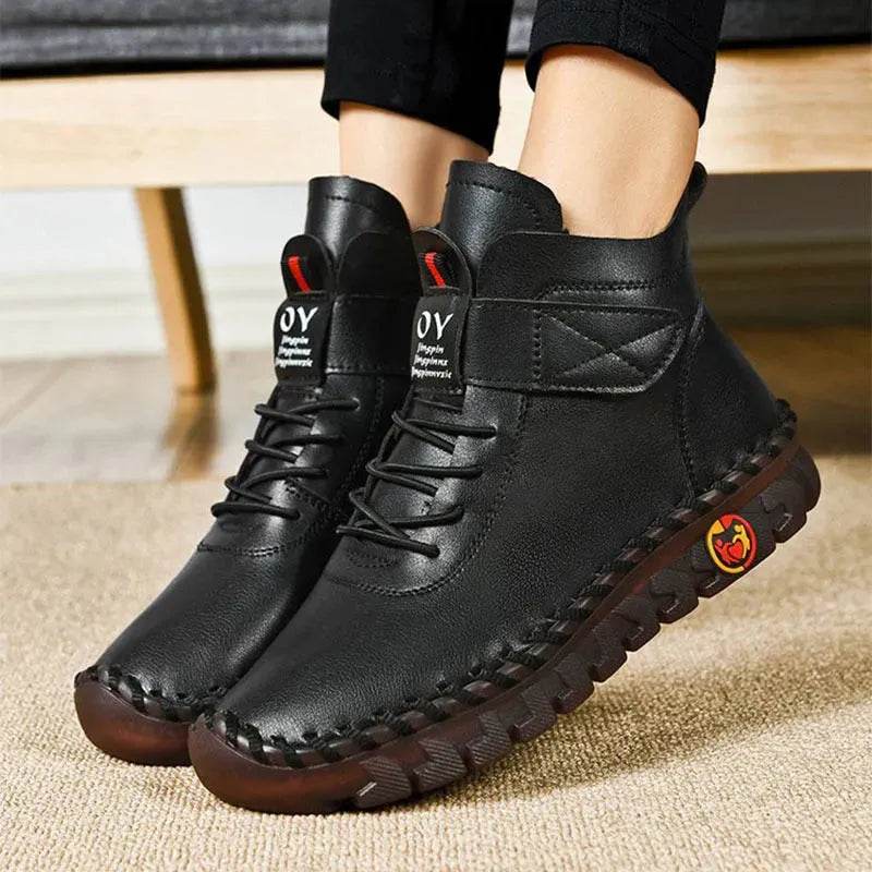 Women Snow Boots Winter Warm Lace Up Plush Ankle Boots With Sewing Thread Design New Waterproof Non-slip Platform Cozy Shoes - EX-STOCK Canada