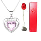 Valentines Day Gift Heart Shaped Blue Purple Crystal Diamond Pendant Rose Head Necklace - EX-STOCK CANADA