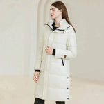 Winter Warm Hooded Coat With Pockets Fashion Simple Long Cotton Jacket Solid Color Outwear Women's Clothing - EX-STOCK Canada