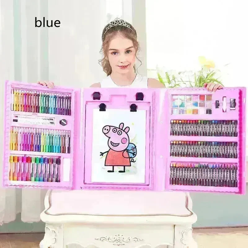 Double Panel Easel Version Watercolor Pen Set Brush Crayon Oil Pastel Children Painting Coloring Drawing Art set. - EX-STOCK CANADA