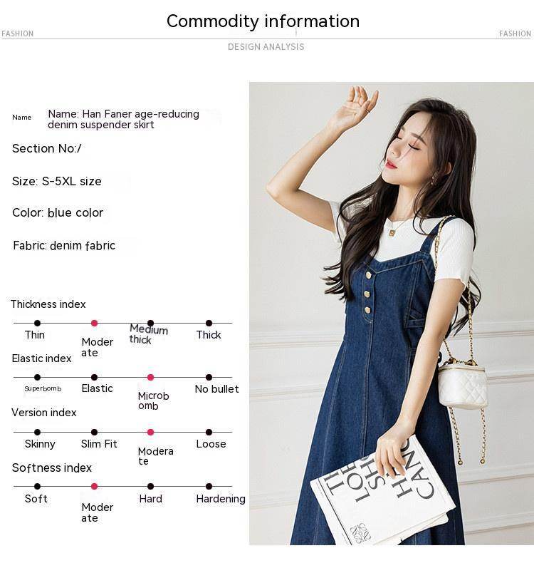 Spring And Autumn New Korean Style Casual All-matching Jeans Suspender Dress EX-STOCK Canada 