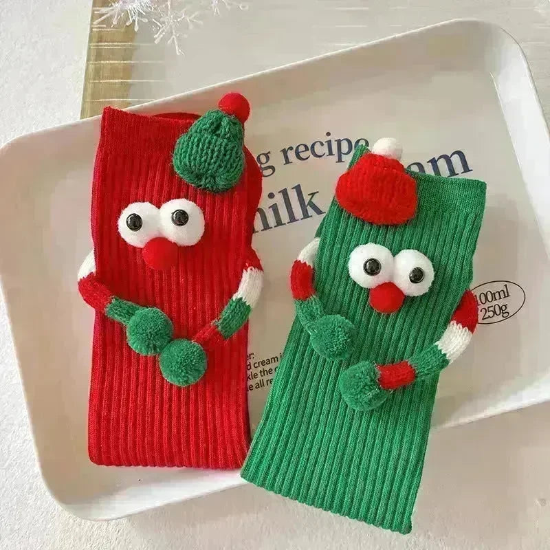 Cute Cartoon Christmas Socks Solid Cotton Middle-tube Stockings For Adults And Children - EX-STOCK CANADA
