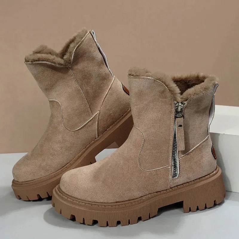 Thick Plush Snow Boots Women Faux Suede Non-slip Winter Shoes - EX-STOCK Canada