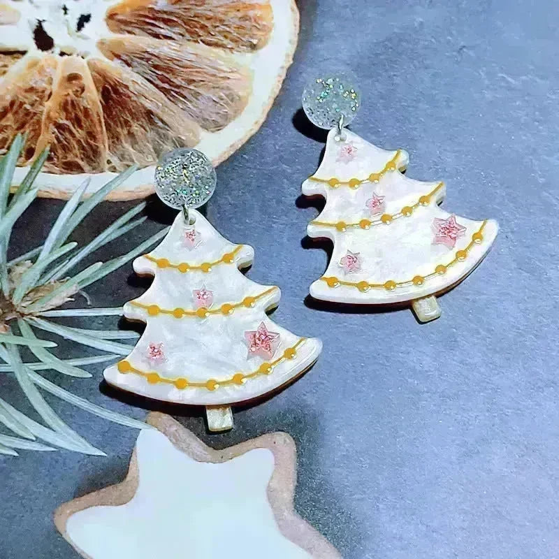 Sweet Christmas Tree Earrings With Rhinestones New Fashion Christmas Acrylic Earrings Women's Jewelry - EX-STOCK CANADA