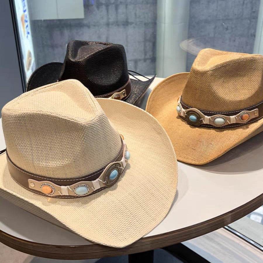 Summer Outdoor Ethnic Style Felt and Straw Cowboy Hat - EX-STOCK Canada