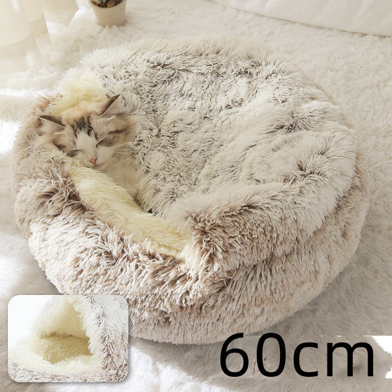 2 In 1 Dog And Cat Bed Pet Winter Bed Round Plush Warm Bed House Soft Long Plush Pets Bed Pet Products EX-STOCK Canada 