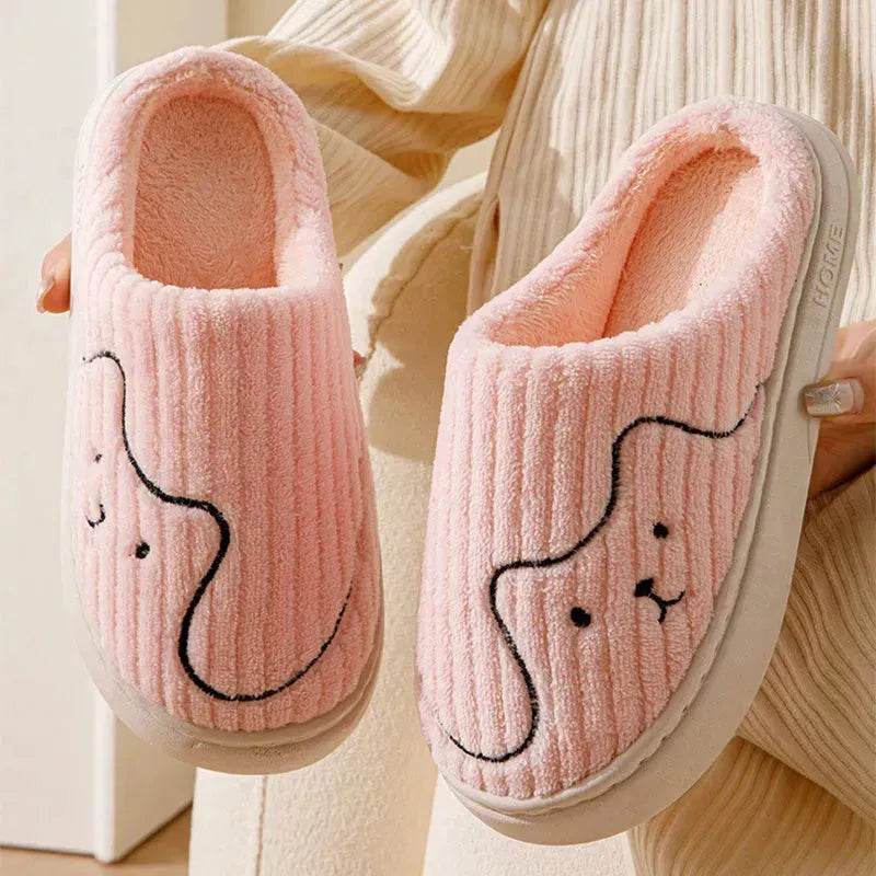 Striped Cat Slippers Indoor Couple Non-slip Floor Bedroom Slipper Winter Warm Plush House Shoes Women Men - EX-STOCK Canada