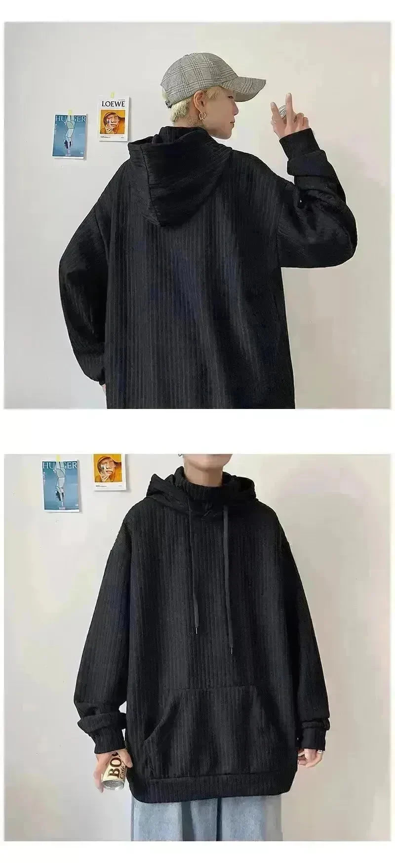American Oversized Drawstring Turtleneck Hoodie Sweatshirt Men - EX-STOCK CANADA