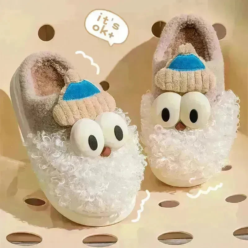 Cartoon Bearded Santa Claus Slippers Home Warm Non-slip Plush   Cotton Shoes Christmas Couple Floor Bedroom Slipper Women Men - EX-STOCK CANADA