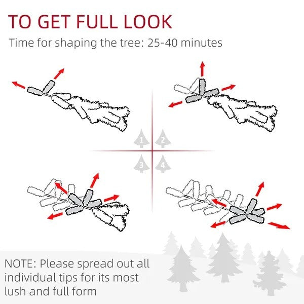 7.5ft Flocked Christmas Tree, Pencil Christmas Tree With Realistic Branch Tips, Folding Metal Stand, Green EX-STOCK Canada 