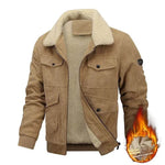 Winter Lapel Fleece Jacket With Pockets Warm Thicken Cotton Coat Men's Clothing - EX-STOCK Canada