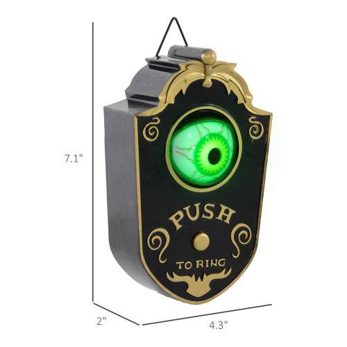 HOMCOM 7.1 Halloween Decoration, Animatronic Doorbell With Simulation Light-up Eyeball, Sound And Motion Activated Animated Prop W Piercing Doorbell Sound - EX-STOCK Canada