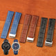 22mm 24mm Black Brown Blue Bamboo Grain Cowhide Watch Strap - EX-STOCK Canada