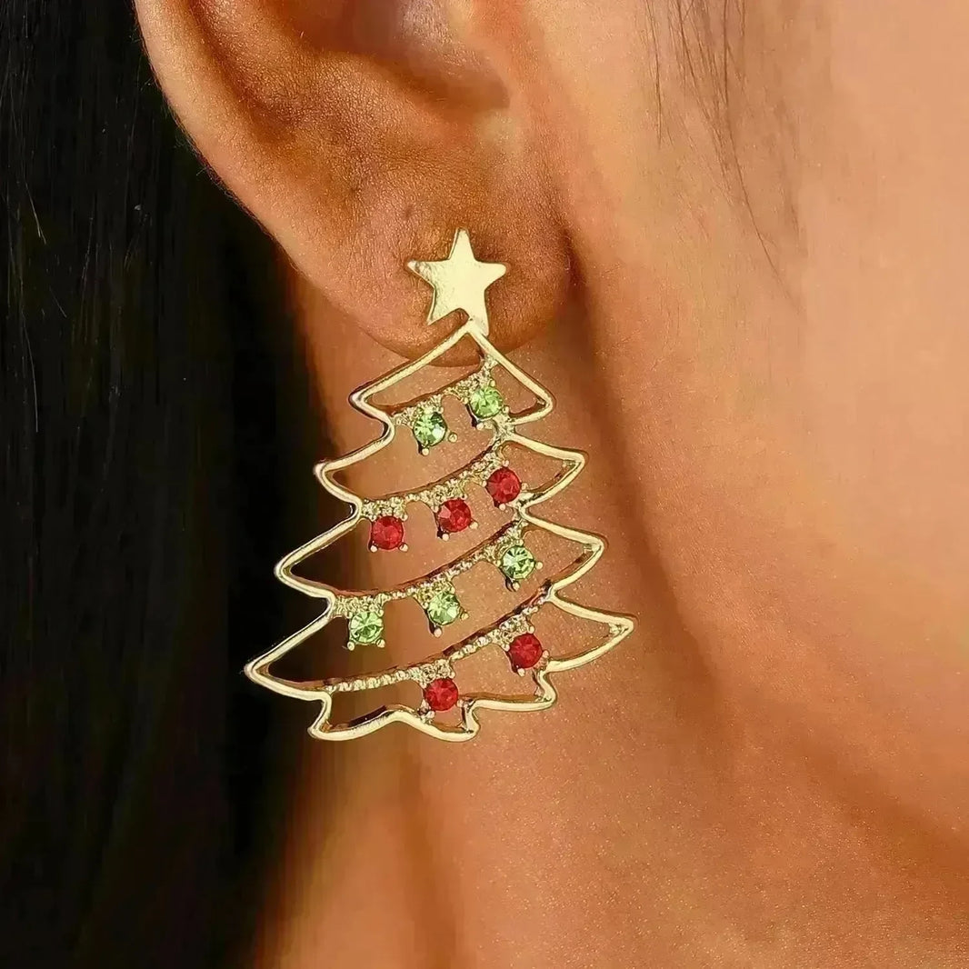 Christmas Earrings With Christmas Tree Colorful Zircon Christmas Tree Earrings  For Women Personality Earrings Party Jewelry Christmas Gift - EX-STOCK CANADA
