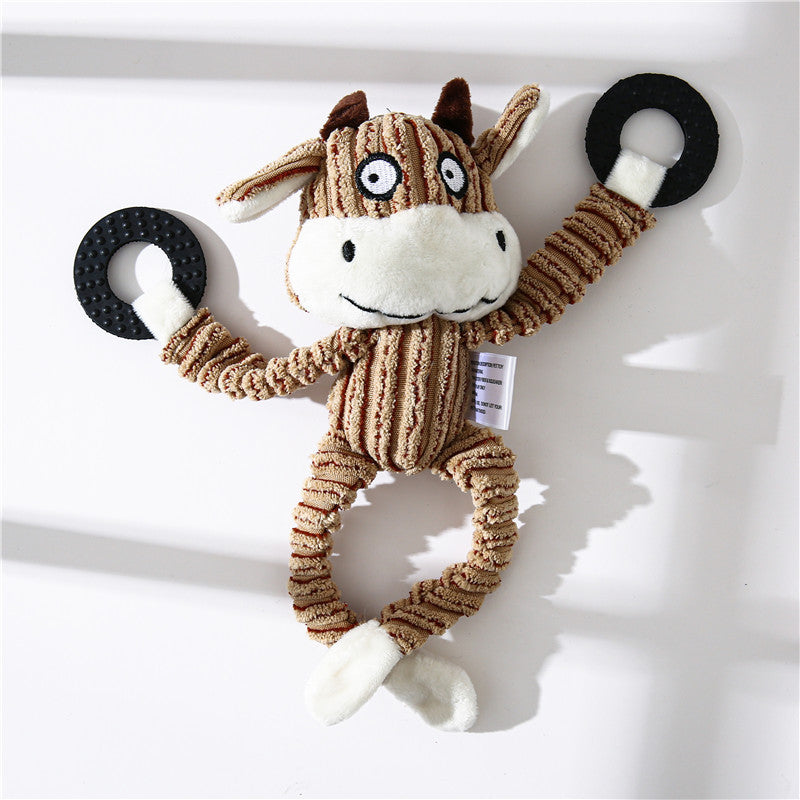 Pet Toy Donkey Shape Corduroy Chew Toy For Dogs Puppy Squeaker Squeaky Plush Bone Molar Dog Toy Pet Training Dog EX-STOCK Canada 